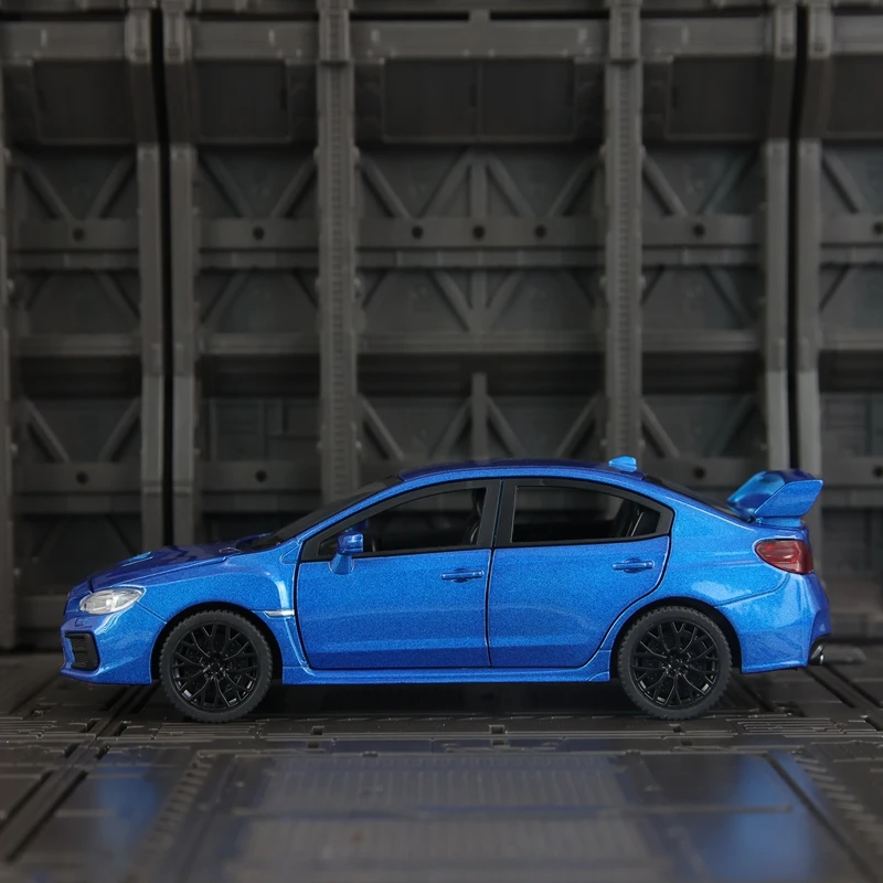 1:30 simulación Subaru WRX STI puertas de modelo de coche de carreras de aleación y capó de motor, el maletero se puede abrir tiene sonido y iluminación