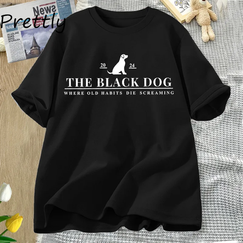 The Black Dog Graphic T Shirt Vintage Tortured Poets T-shirt Women Cotton Short Sleeve Tee Shirt London England Tshirt Clothes