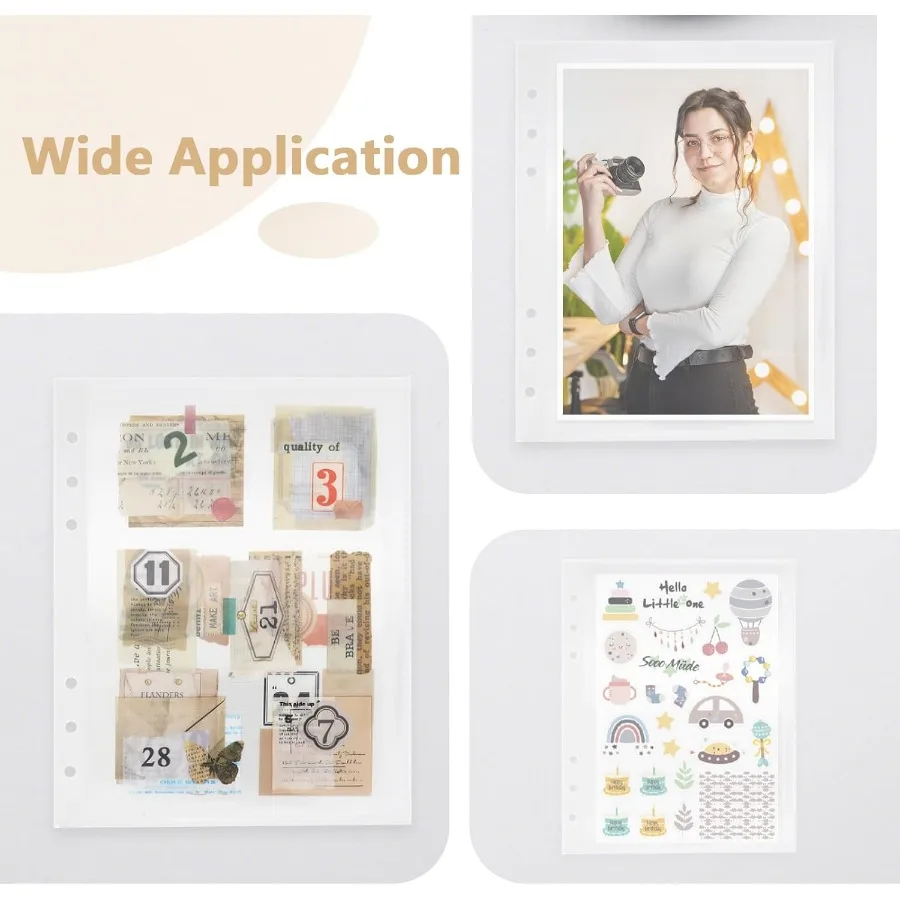 20 fogli buste trasparenti per raccoglitori fogli tascabili protettivi buste in plastica bifacciale per raccoglitori di ricarica adesivi per carte fotografiche organizzativi