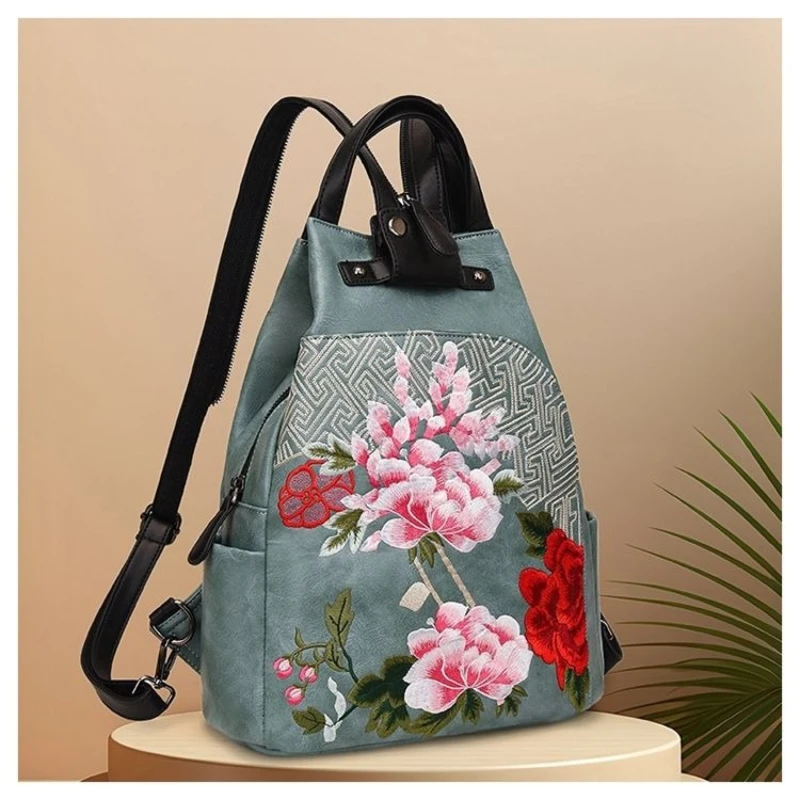 حقيبة ظهر مطرزة Seiko عصرية جديدة لعام 2026 مزخرفة بالذهب المنحني والتطريز بسعة كبيرة وتصميم سحاب مقاس 14 بوصة على ظهره