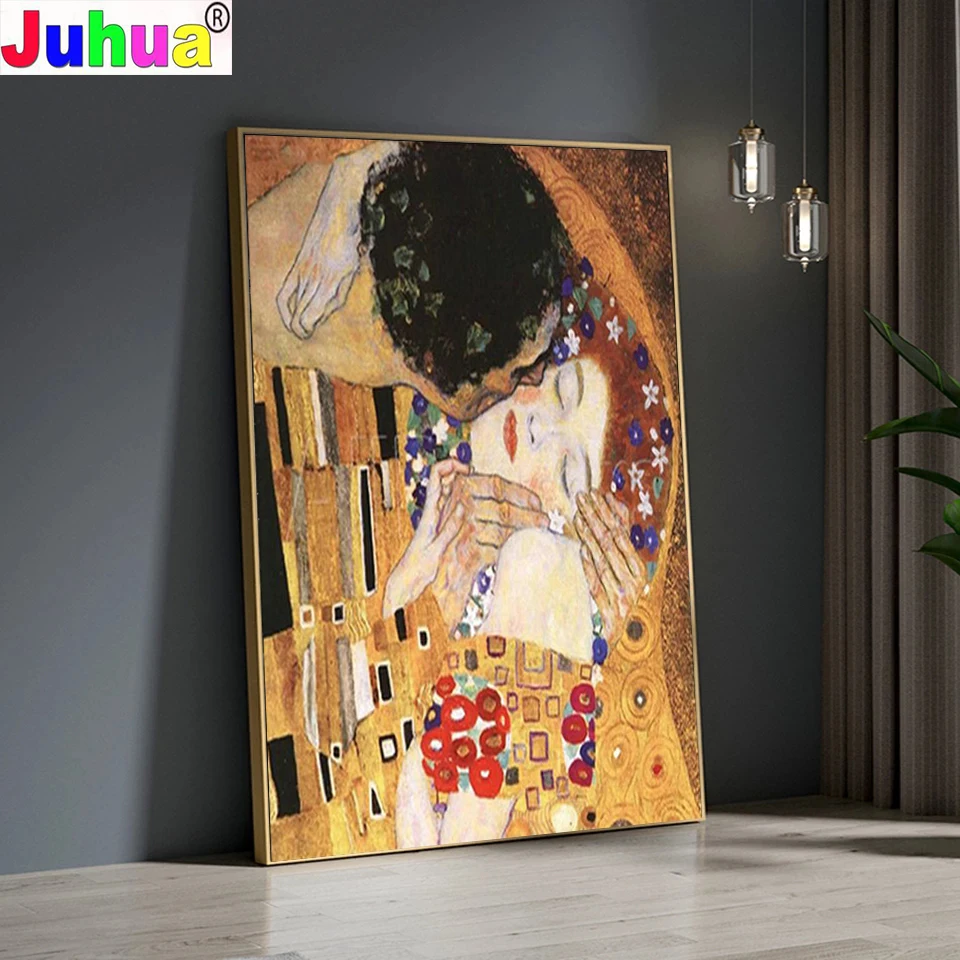Love Kiss Diamond Painting Gustav Klimt Famous Abstract Portrait 5d Full  Diamond Embroidery Mosaic Cross Stitch Kits Decoration