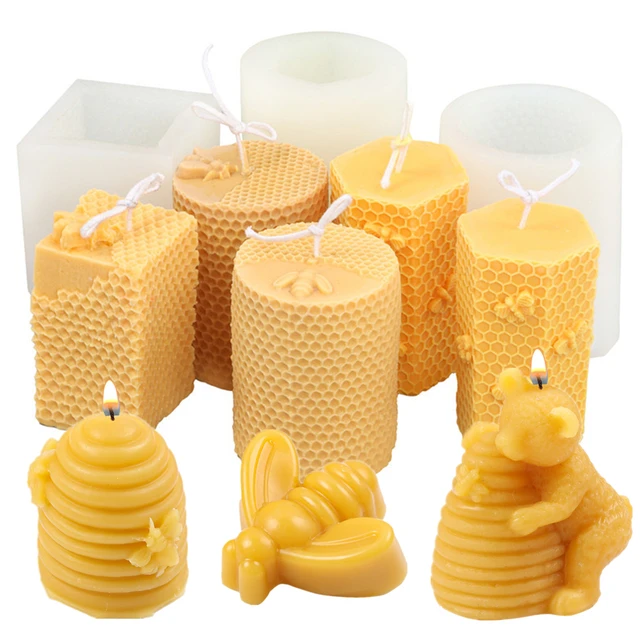 3D pszczoła plaster miodu formy do świec ula filar silikonowe formy DIY domowej roboty wosk pszczeli pachnąca gipsowa świeca mydło formy Home Decor