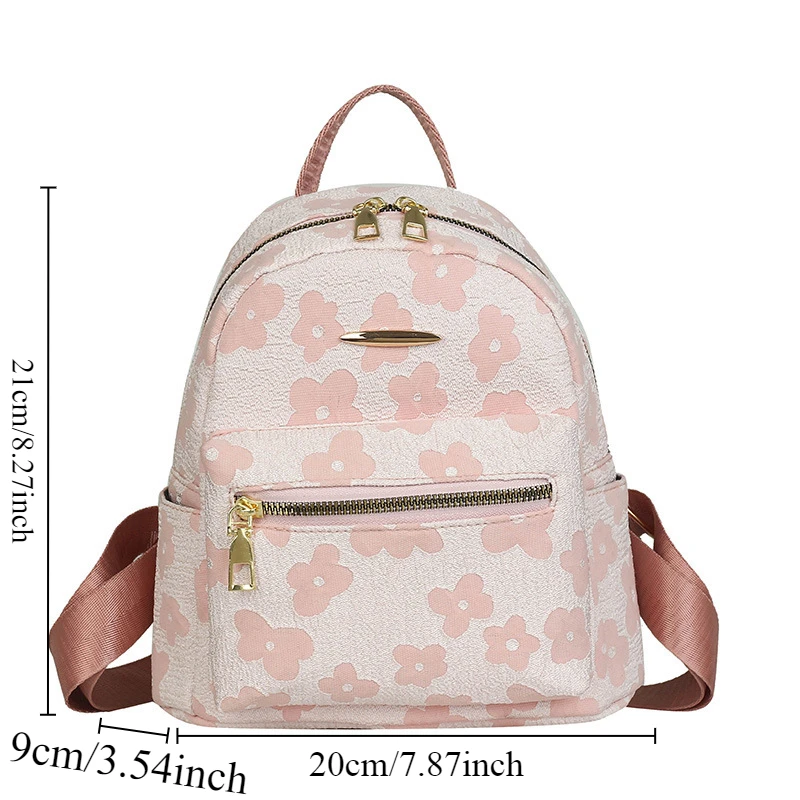 Fashionable Printed Canvas Simple Backpack for Ladies New Korean Version of High-capacity Commuter Shoulder Bag