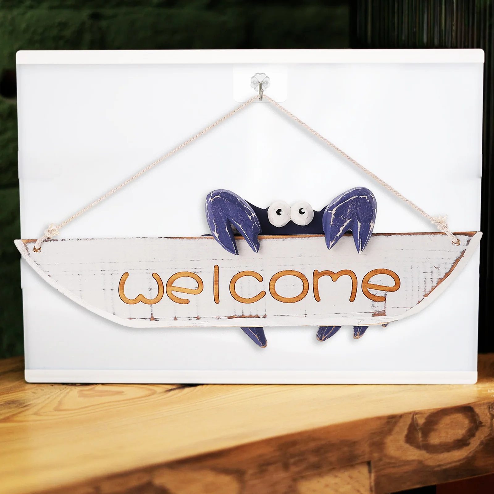 

Crab Shape Wooden Welcome Sign Mediterranean Style Home Door Decor Porch Hanging Board Store Ornament Durable Rosewood Door