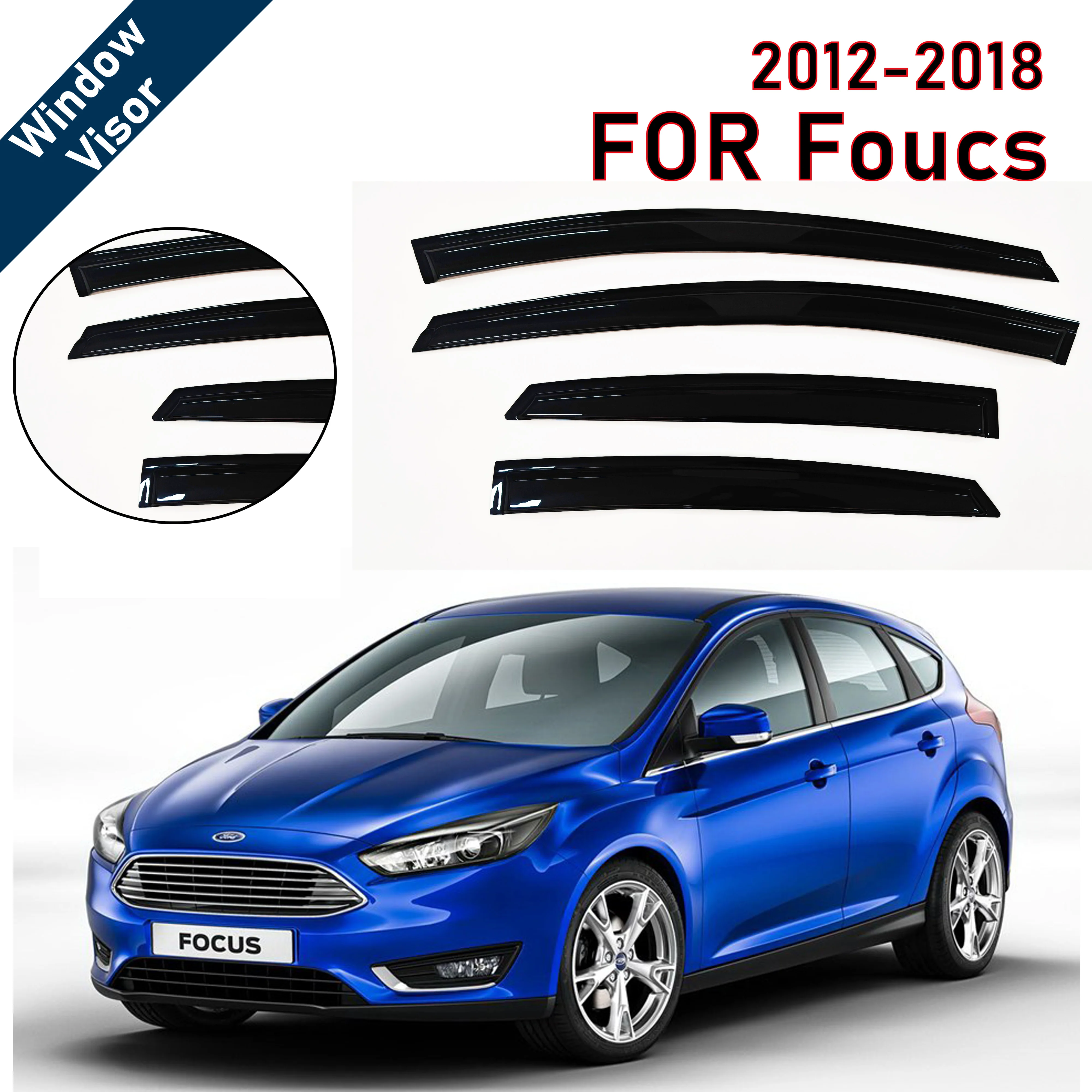 

4 шт. новейшей модели солнцезащитного козырька на окно автомобиля для Focus 2012-2018 гг., оконный козырек от дождя, оконные козырьки, защита от дождя