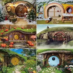 MOON.QG Hobbits Cabin Photography Backdrops Children Portrait Party Photobooth Decor Backgrounds Photo Studio Photozone Props