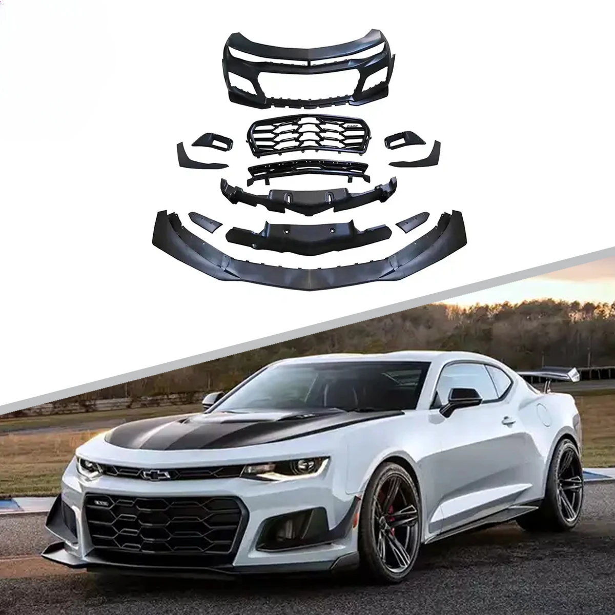 1LE Style PP ABS Front Bumper Upgrade Car Front Bumper Body Kit For Camaro 2016-2018 5th