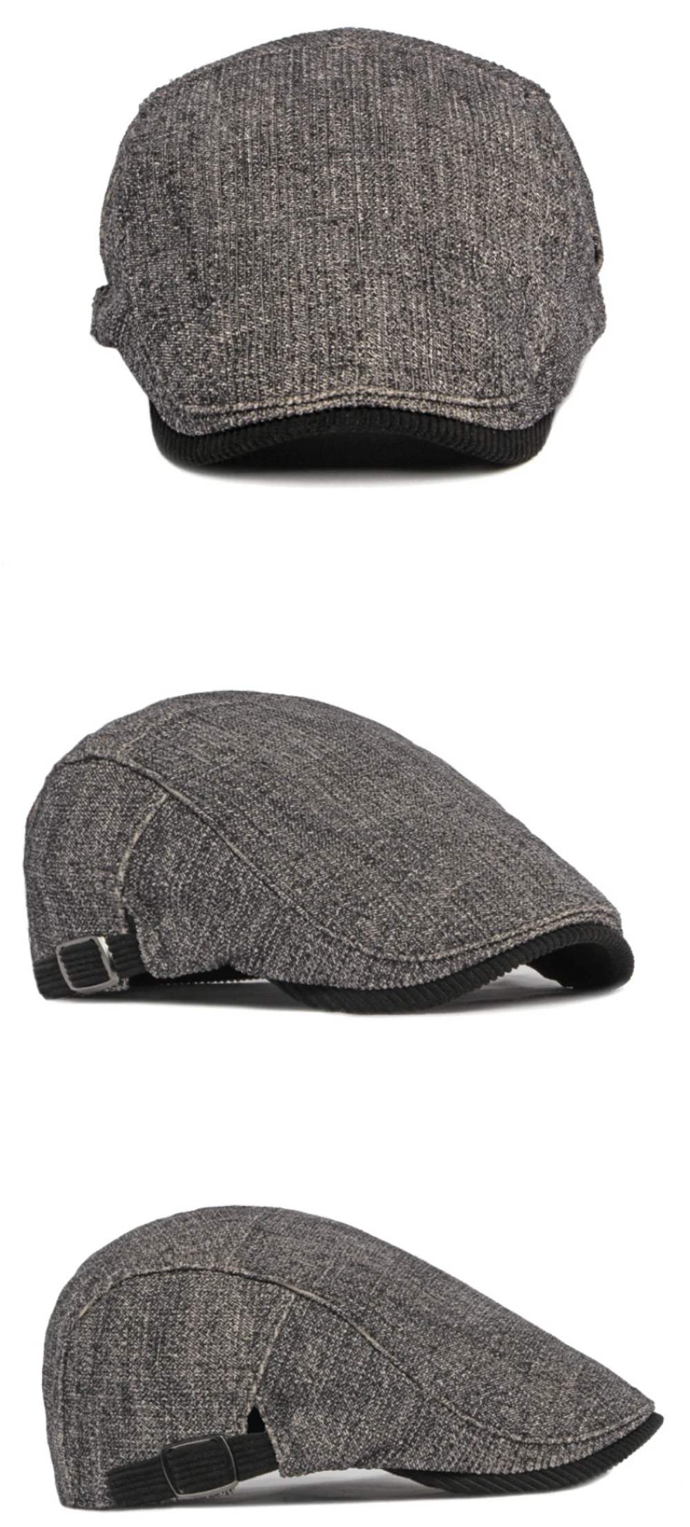 HT4090 Baskenmützen für Männer und Frauen, Vintage-Künstler-Malermütze, Unisex, verstellbare Ivy-Flachmütze, warme Herbst-Winter-Baskenmütze – Detail 6
