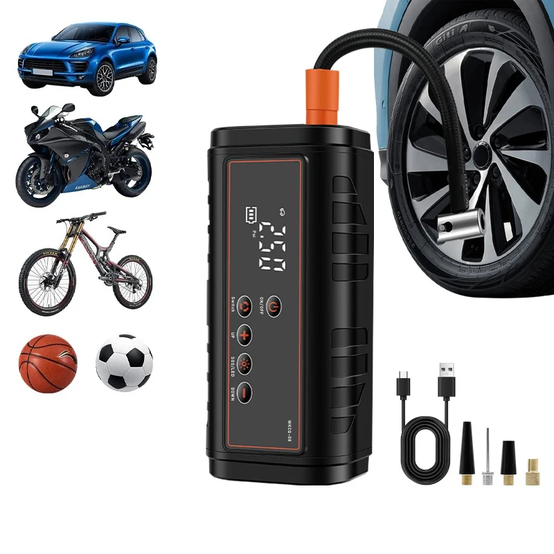 

Power Bank with Car Air Compressor 2 in 1 Emergency Start 8000mAh Tire Inflator SOS Light Charging Type-C