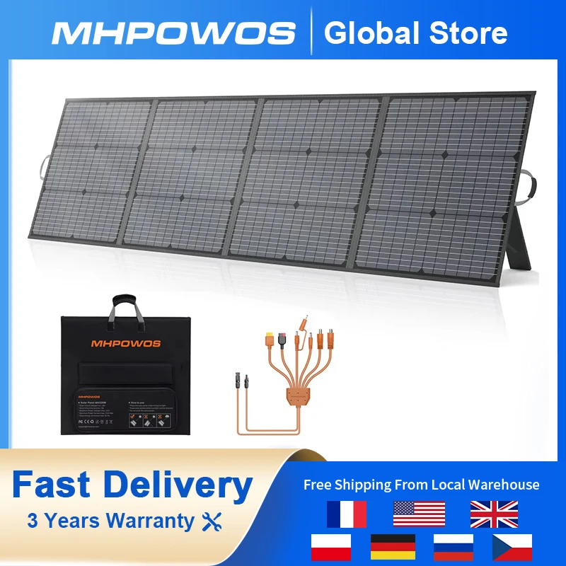 

MHPOWOS 220W Foldable Solar Panel High Efficience For Travel & RV & Boat, 40V 220 W Portable Solar Panel Kit Solar Charger