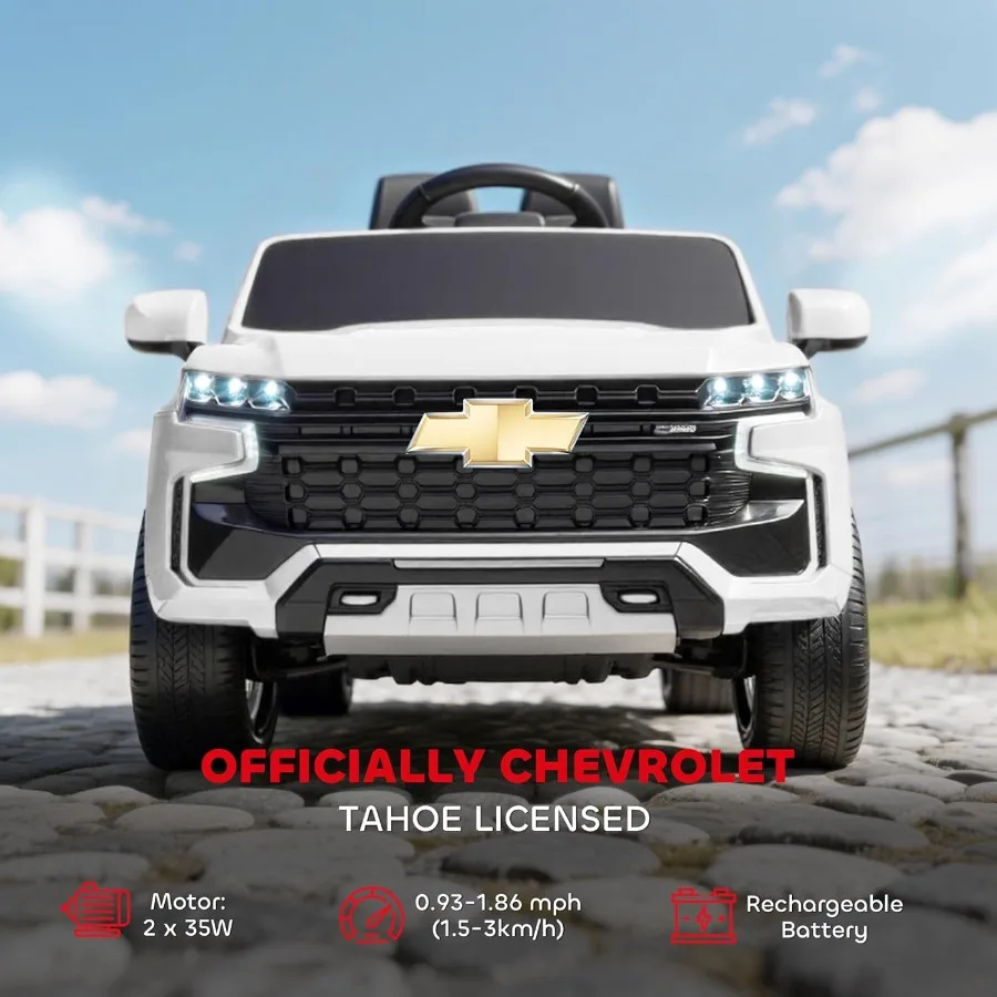 Coche de paseo con licencia, juguete de paseo con batería de 12V y 7AH con control remoto para padres, luces LED, música, suspensión de 4 ruedas, 3 S