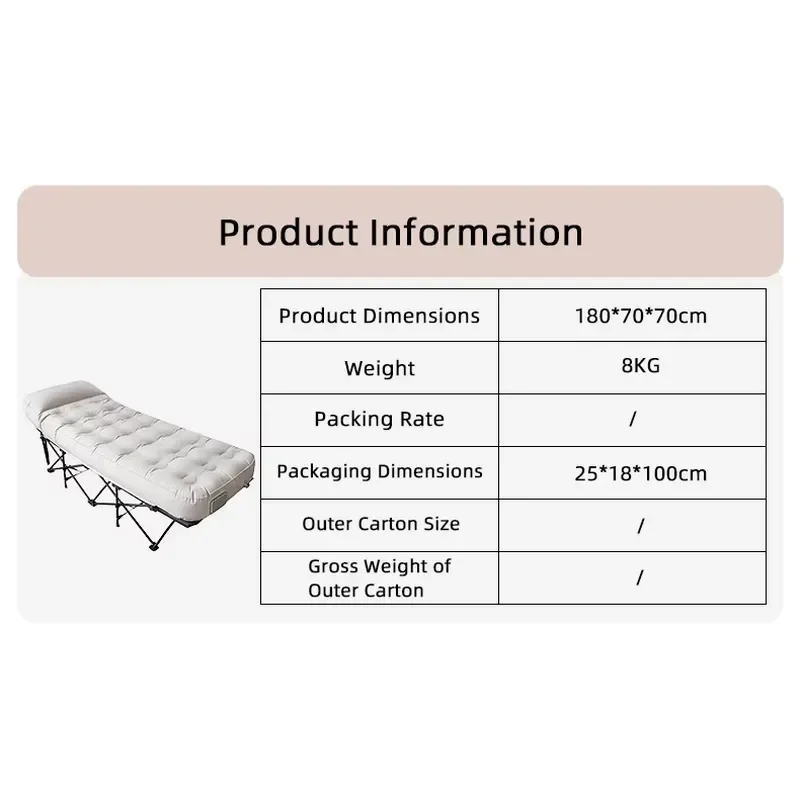 Portable Foldable Camping Bed with Built-in Air Pump Flocking Air Cushion Inflatable Mattress for Outdoor Travel Office Nap