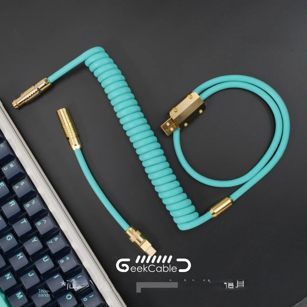 GeekBable handmade DIY customized computer mechanical keyboard data cable super elastic series gold hardware Tiffany color