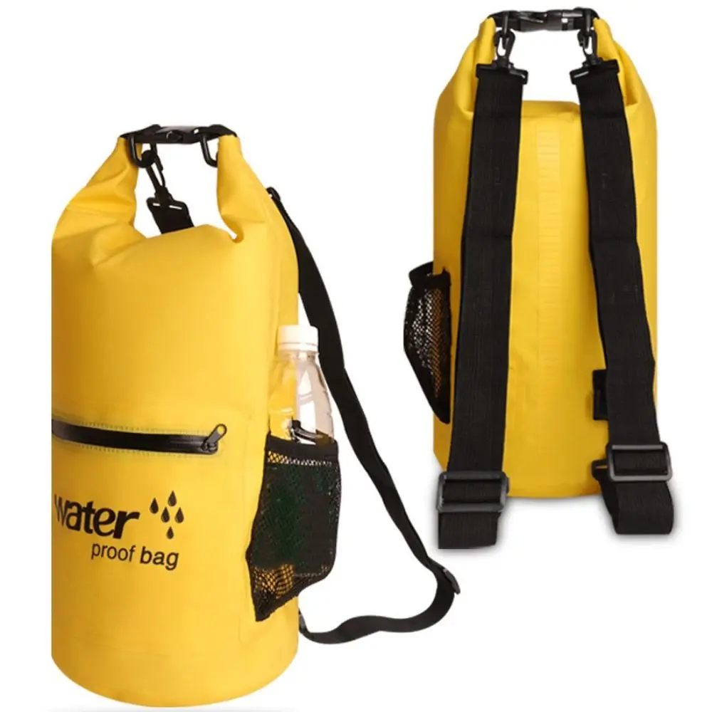 Zipper Pocket Waterproof Dry Bag Thickened Material Mesh Pocket Roll Top Sack Roll-Top Closure Waterproof Design