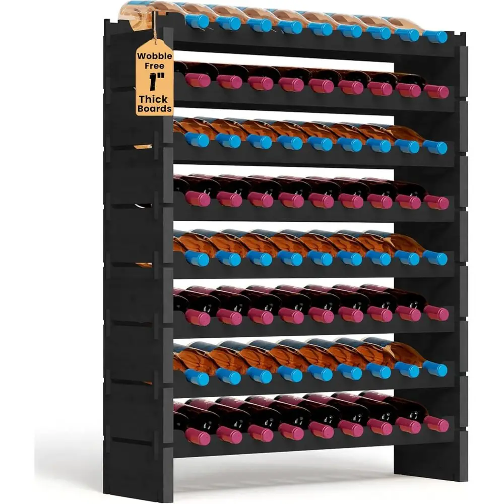 

Полка для вина на 72 бутылки, штабелируемая, бамбуковая, отдельно стоящая, 8-ярусная модульная полка, прочная, не качающаяся, улучшенная конструкция 2026, легко не инструмент