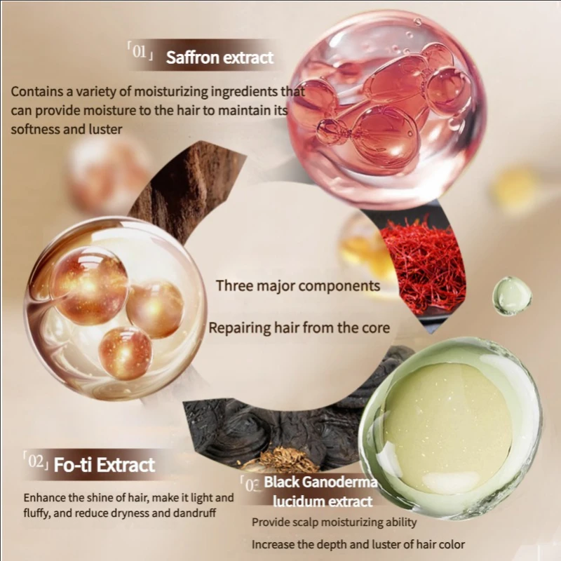 Saffron Polygonum multiflorum Moisturizing Shampoo 500ml Refreshing, Fluffy, Oil Control, Strong and Tough Hair Shampoo