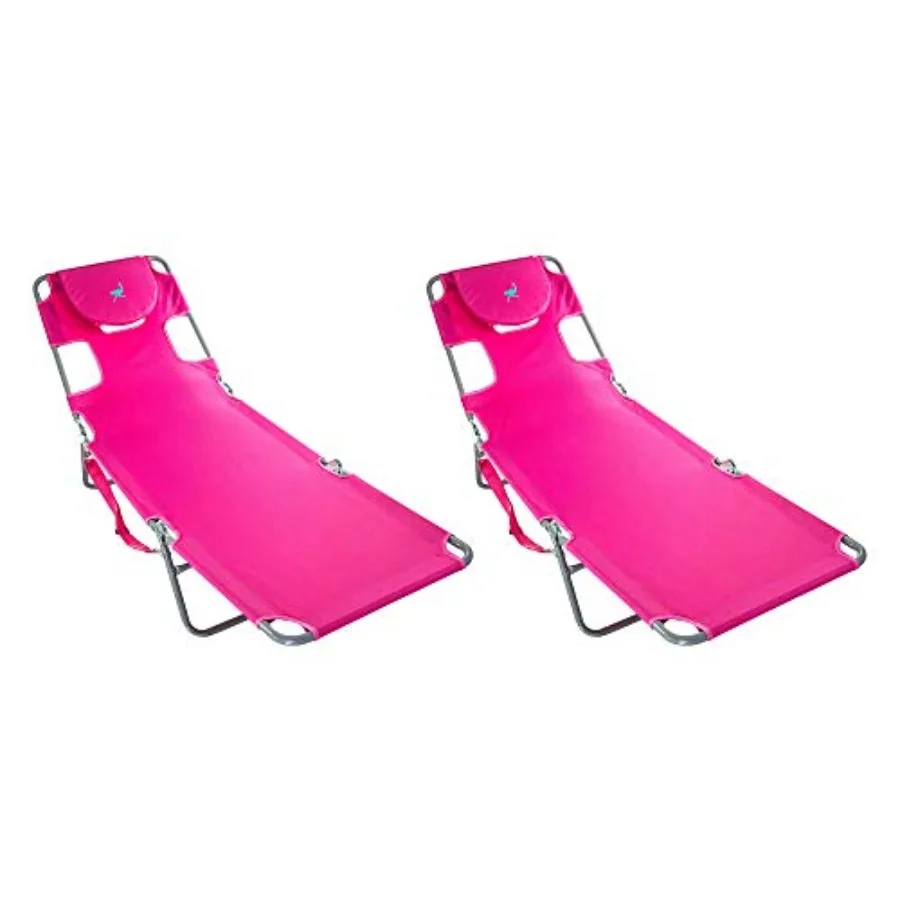 Portable reclining chaise lounge for outdoor use, aluminum frame with beige fabric, lightweight and foldable design