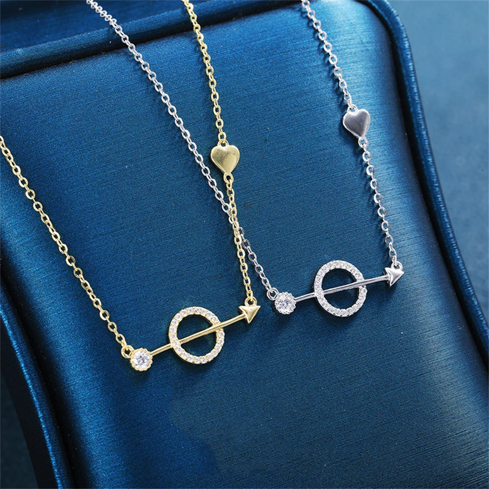 

Korean Niche Design Vibe Necklace, 925 Sterling Silver Heart Cupid's Arrow, Women's Versatile Pendant Sweater Chain Jewelry