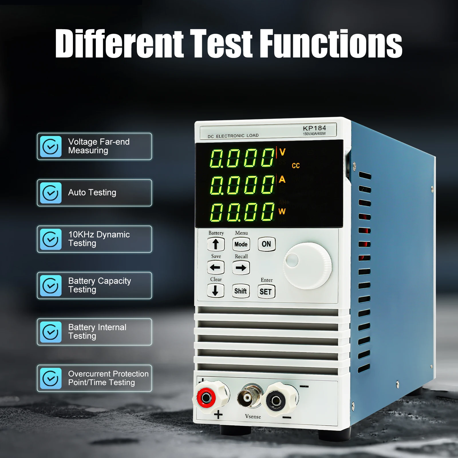 Testeur de charge électronique CC KP184 – 40A 400W, modes CC/CV/CW/CR, pour test LED, batterie, chargeur