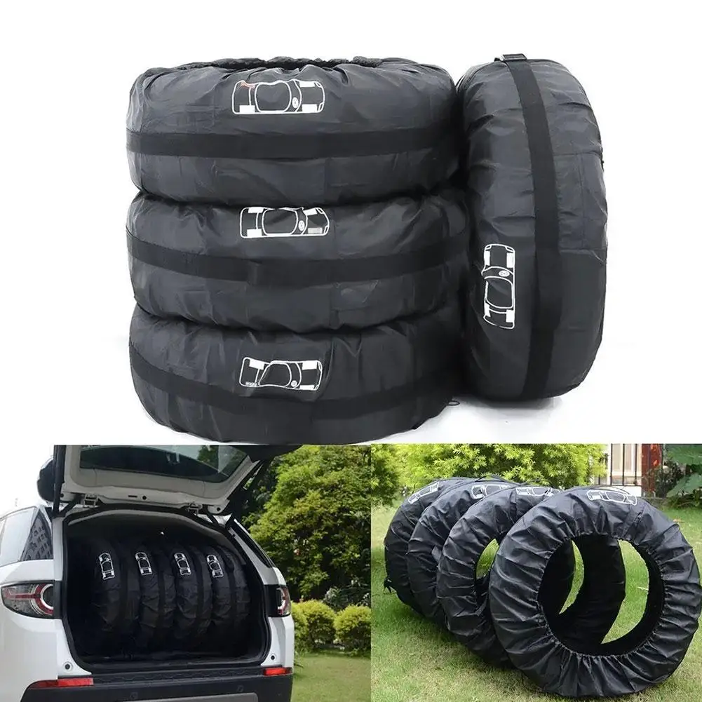 1Pcs Car Spare Tire Cover Case Polyester 190T Auto Wheel Tires Storage Bags Vehicle Tyre Waterproof Dust-proof Protector Styling