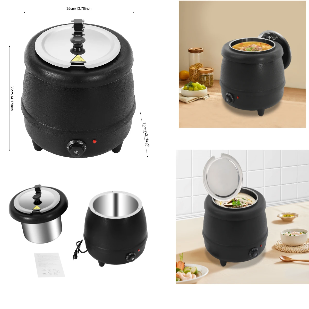 

Коммерческий/домашний изоляционный горшок для супа – 10,5 кварты, регулируемая температура (86-185 ℉ ), Длиннотермическая изоляция, сохраняет суп питательный