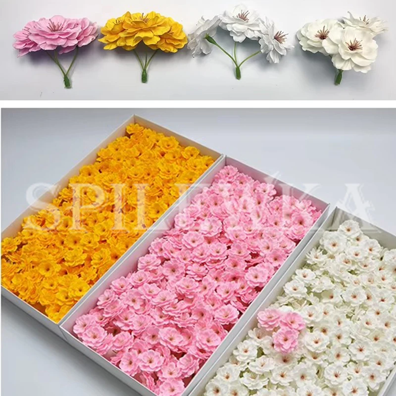 10/50 Stück 8x7cm Sakura (1 Stück = 3 Köpfe) Künstliche Kirschblüten Romantisches Valentinstagsgeschenk Hochzeits- und Heimdekoration Seifenblumen – Detail 5