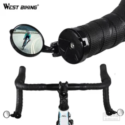 WEST BIKING Road Bike Mirror Handlebar 360 Degree Rotatable Wide Angle Rear view Bicycle Accessories Safe Cycling Racing Scooter