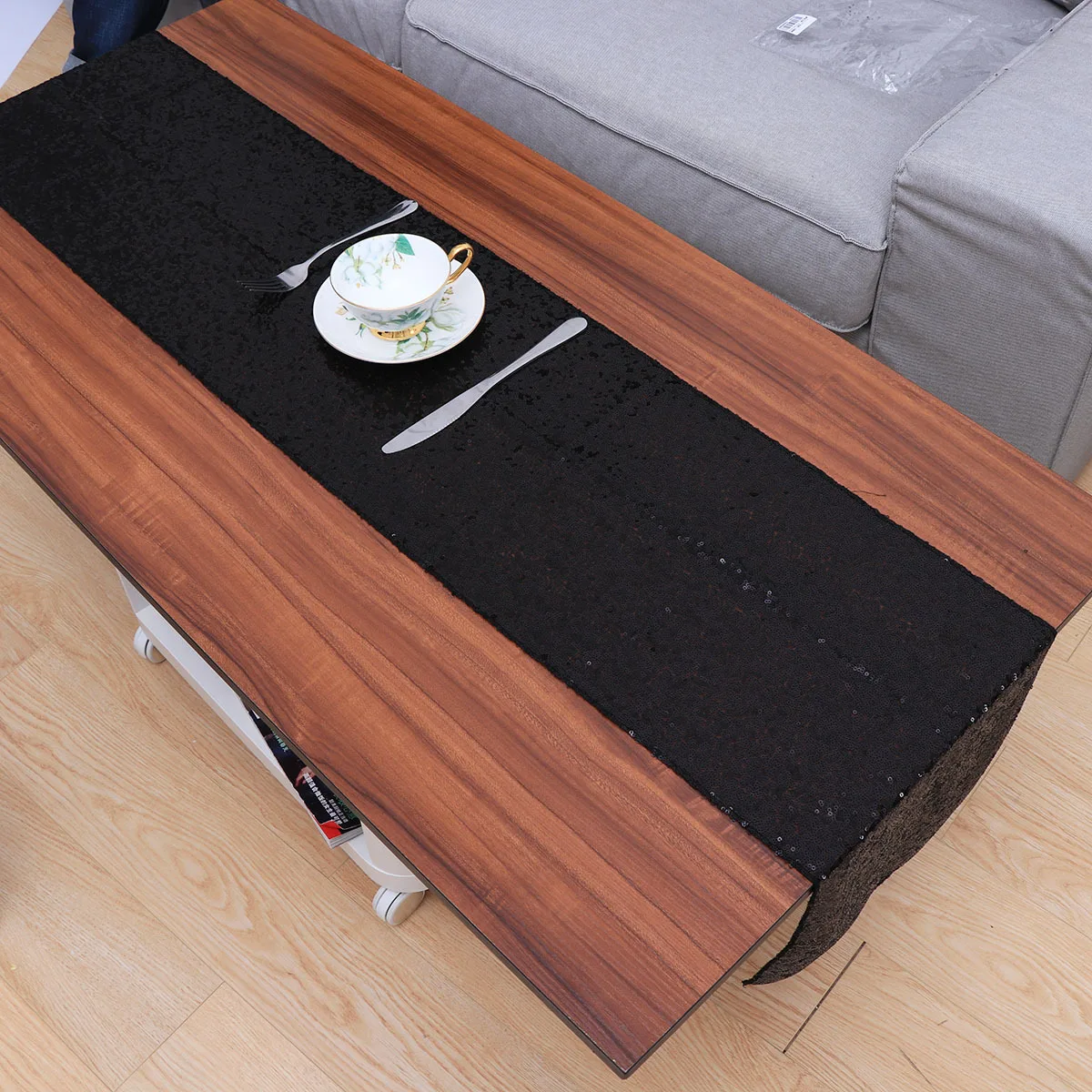 

Black Sequin Table Runner Rectangular Glitter Tablecloth Party Wedding Birthday Christmas Banquet Decoration Table Runner