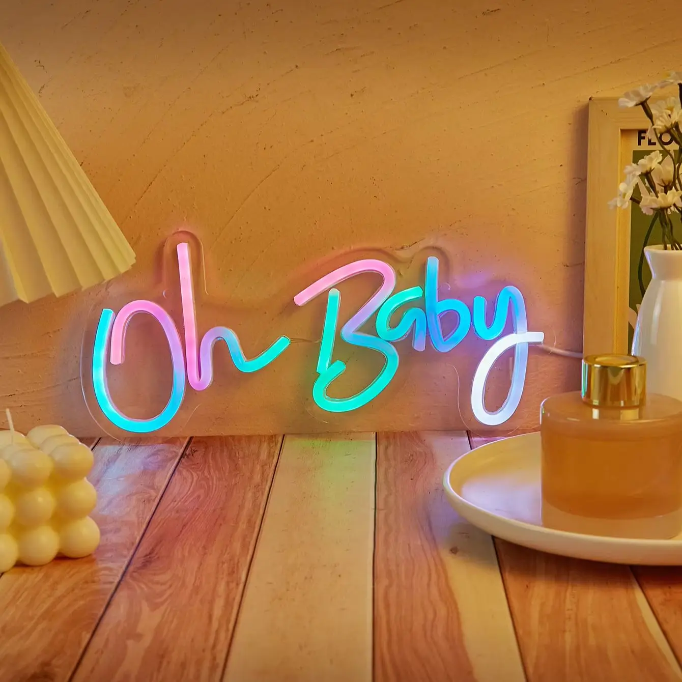 Chi-buy LED Neon Dazzling oh baby USB Powered Neon Signs Night Light 3D Wall Art & Game Room Bedroom Party Decor Lamp Signs