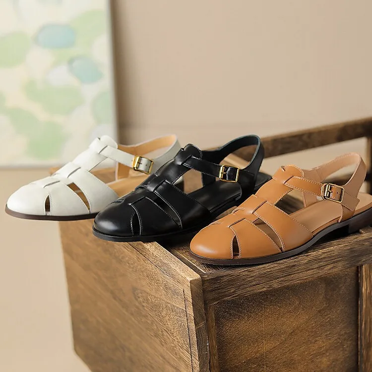 

Женские сандалии на низком толстом каблуке из натуральной кожи на липучке с ремешком сзади, повседневные сандалии, летняя однотонная обувь, новинка моды