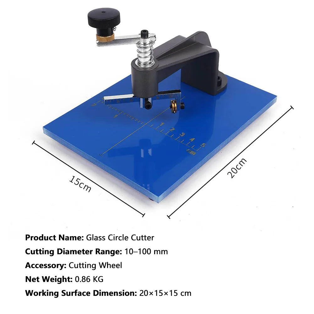 10‑100mm High‑Precision Manual Glass Circle Cutter, Easy‑Cut Round Hole for Lens Mirror Glass Small Tile DIY Cutting Tool