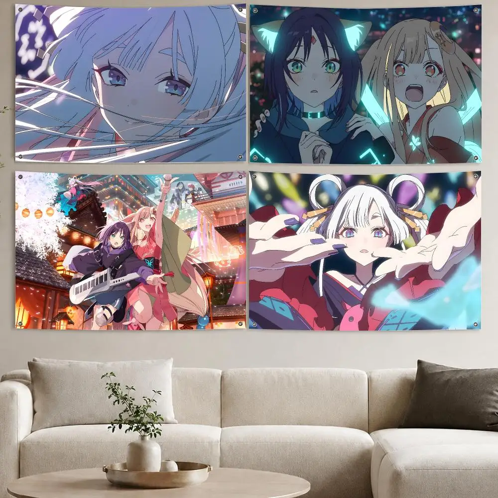Cosmic Princess Kaguya Flags Aesthetic Wall Tapestry Printed Wall Hanging Living Room Party Outdoor Decor