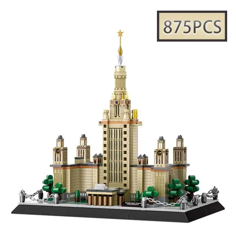 

MOC Creative City Street View Architecture Moscow State University Model DIY Building Blocks Children's Puzzle Toys Gifts