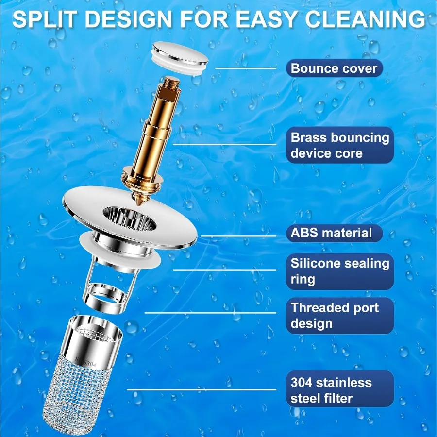 3 шт. сливной фильтр для раковины в ванной комнате с отверстием 1,11,26 дюйма, универсальный сливной фильтр из нержавеющей стали, уловитель волос, защита от засорения Po