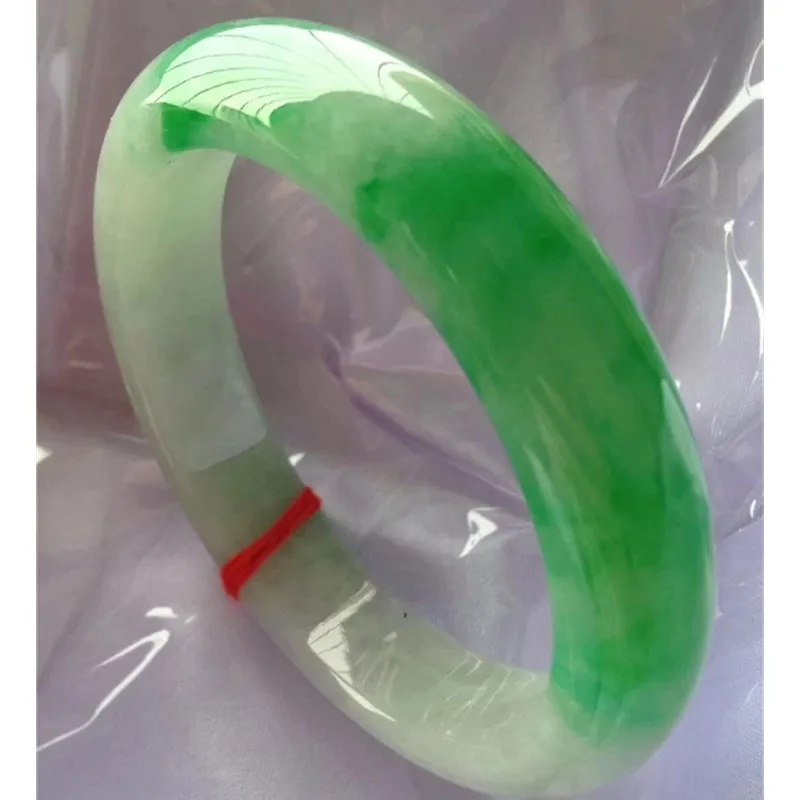 

New Natural Jadeite Beans Floating Green Positive Bracelet Jade Green White Exquisite Bangles Best Handring Fine Jewelry