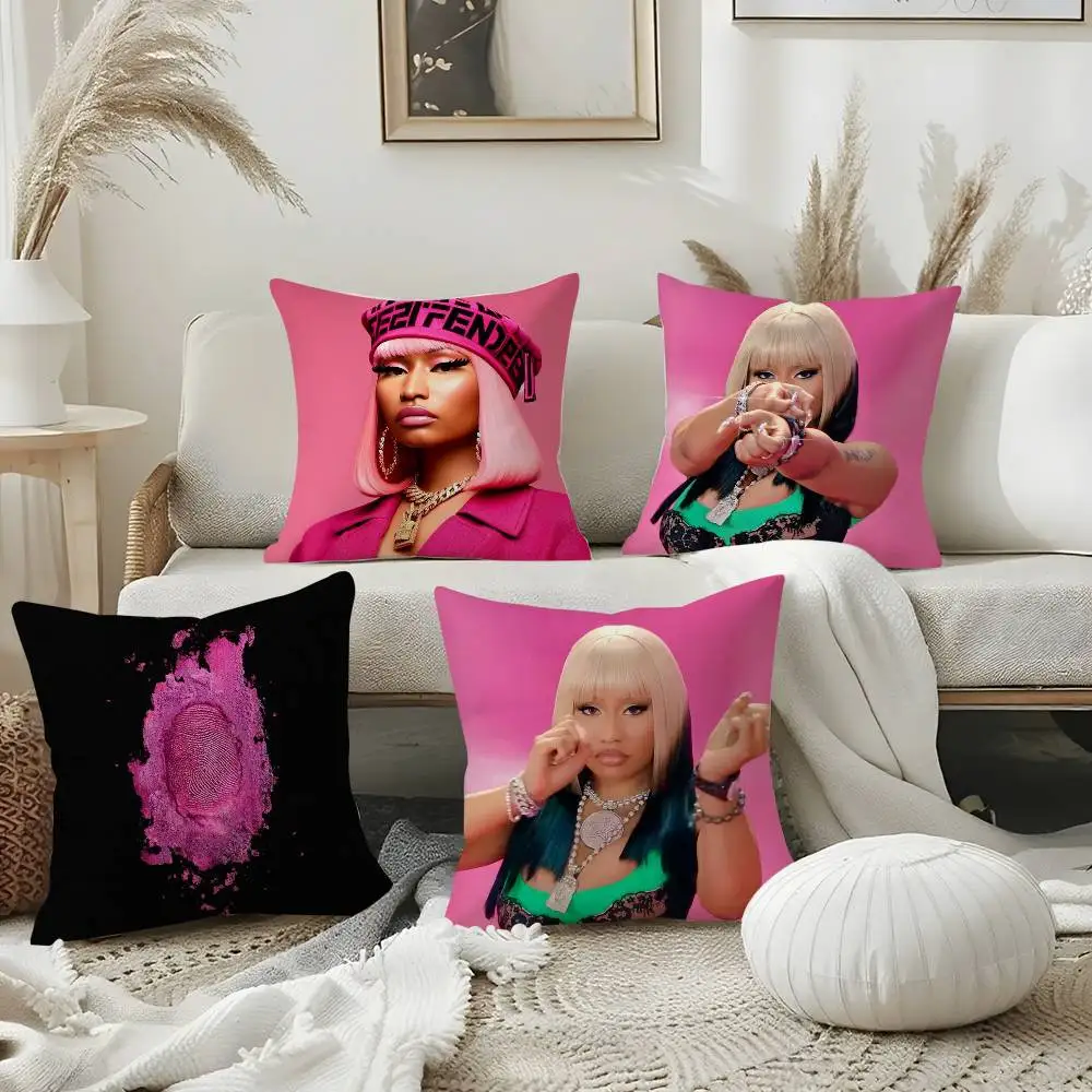 

N-Nicki Minaj Pink F-Friday Pillow Case Sofa Short Plush Double-sided HD Printing Room Home Office Gift Cushion Cover