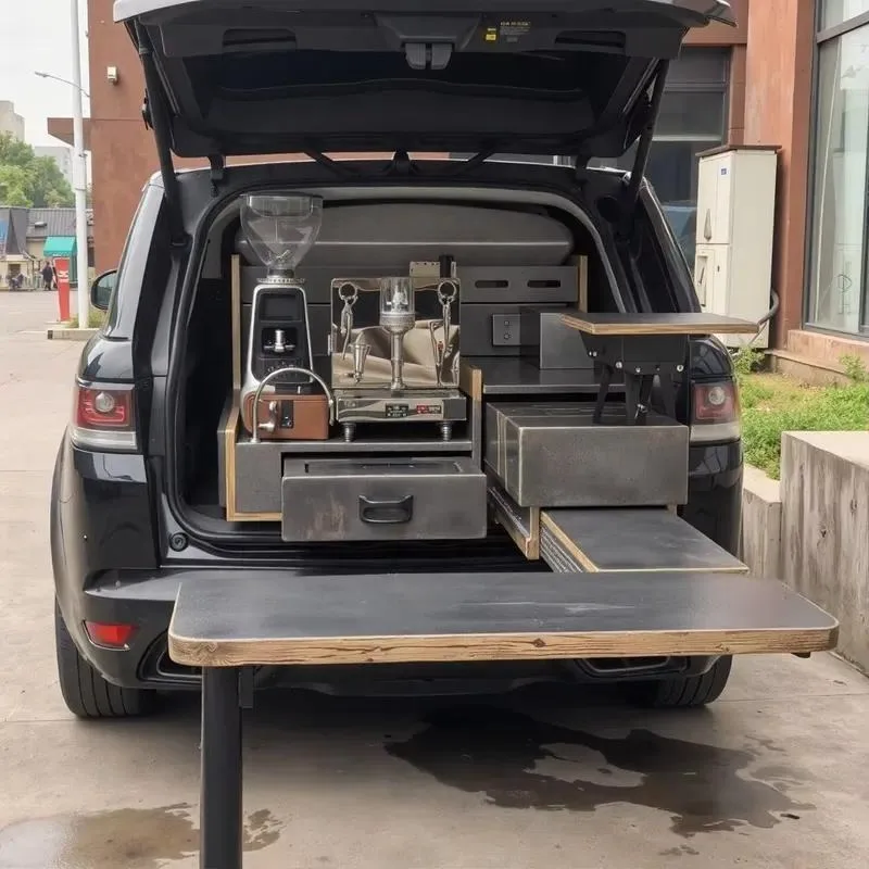 Custom Mobile Coffee Station Folding Table Outdoor Camping Supply