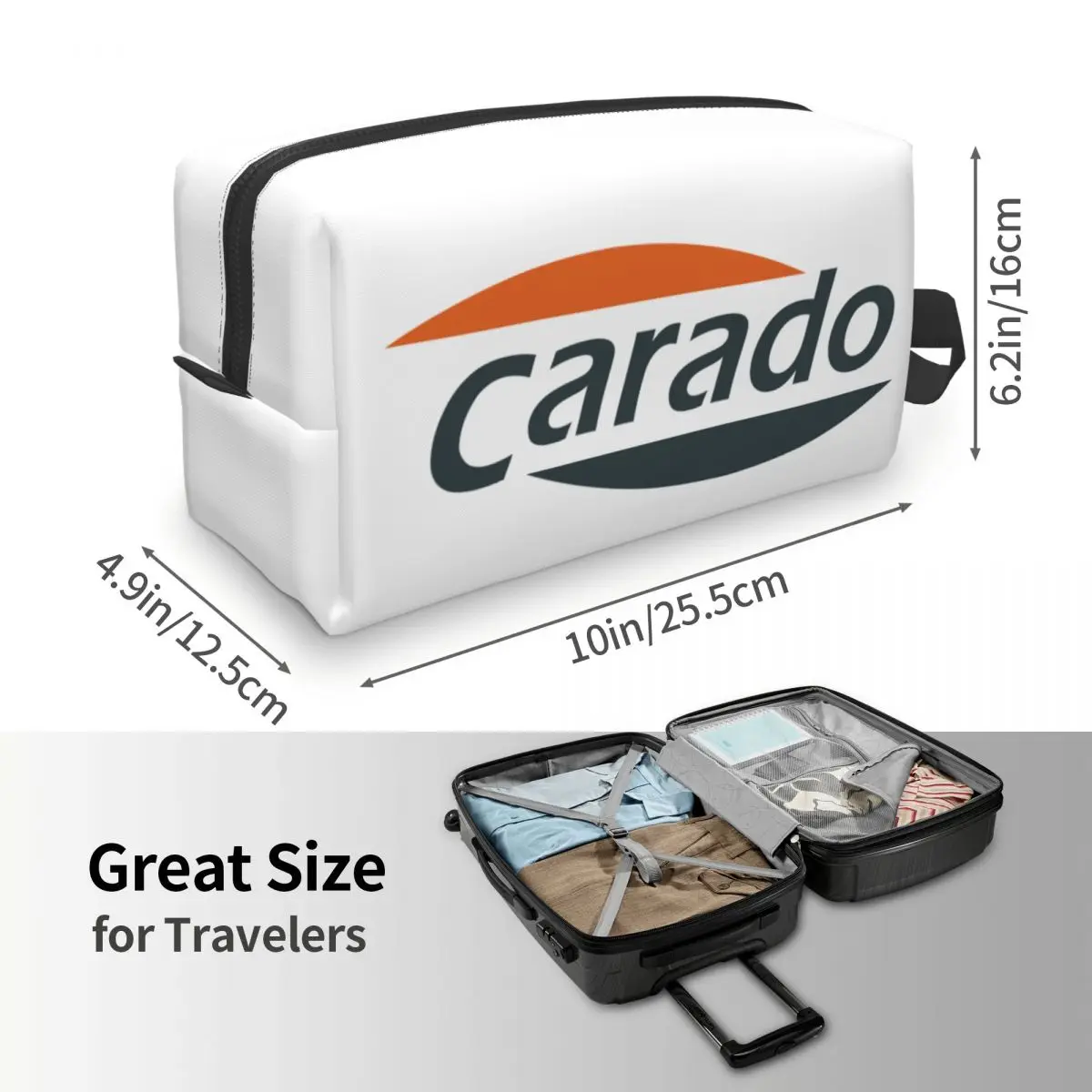 

Carado Logo Makeup Bag Cosmetic Organizer Storage Dopp Kit Toiletry Cosmetic Bag for Women Beauty Travel Pencil Case