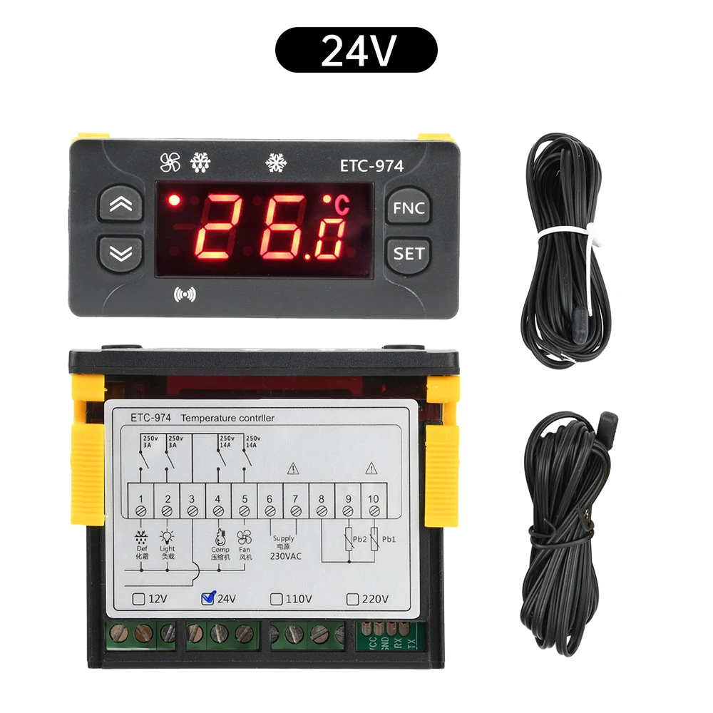 ETC-974 Intelligente Digitale Display Temperatuurregelaar DC12V/24 V AC110V/220 V Nauwkeurige Aanpassing Compressor/Frost/Ventilator