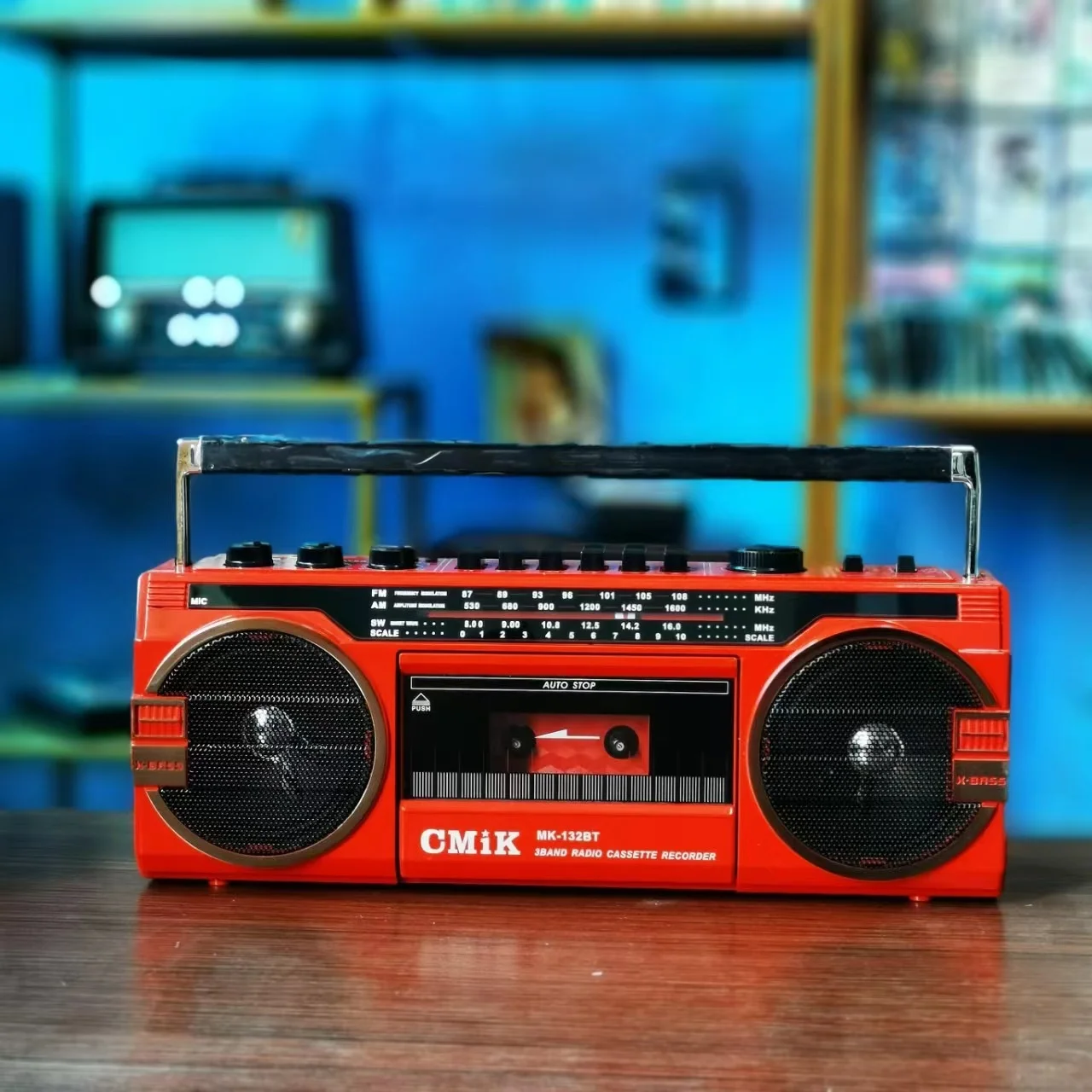 

Cmik Mk-132 Vintage Cassette Recorder Player AM/FM/USB Portable Radio Bluetooth Speaker Usb and Sd Card Multi-band Recorder Box