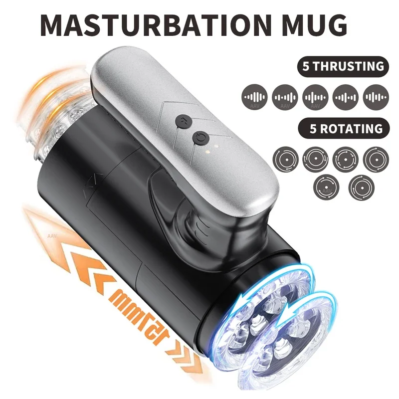 

Straight Through Masturbation Mug For Men Dick Trainer Open Type Rotation Telescoping Male Penis Glans Masturbator Cup Sex Toys