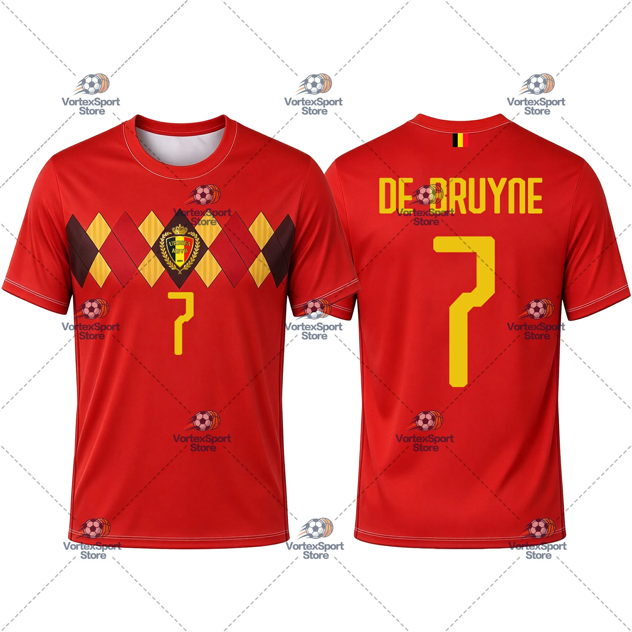Children's Belgium NO.7 Soccer Quick-drying T-shirt All Size Short Sleeve O-neck Football Jersey Parents-Childern Clothing
