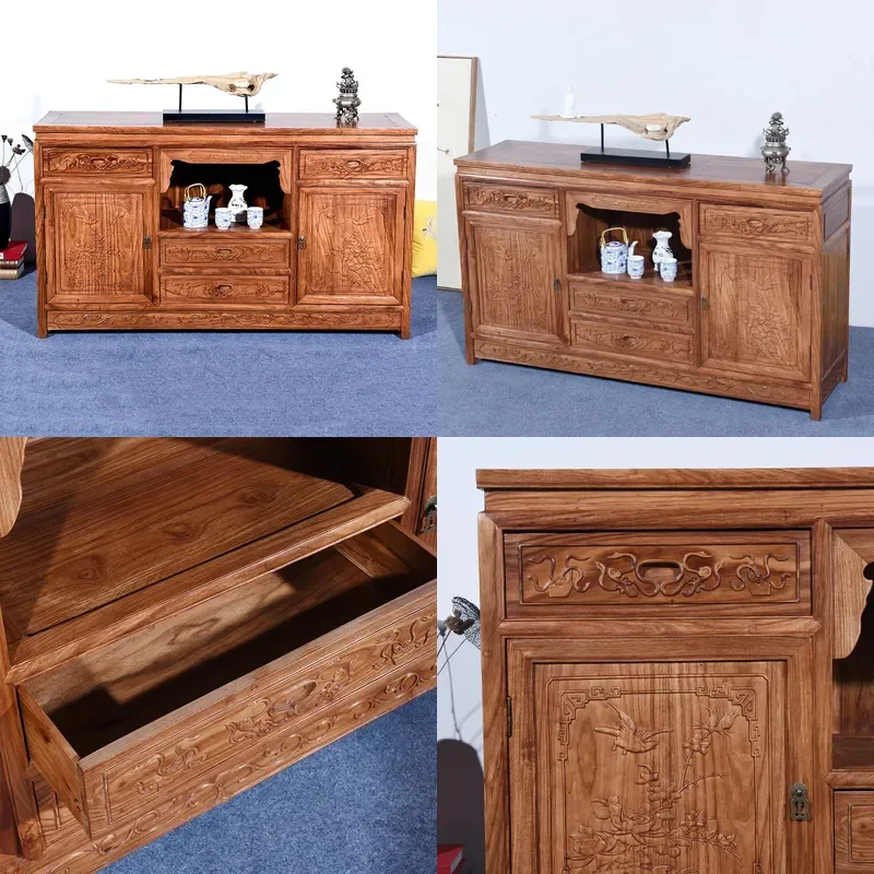 For Solid Wood Mahogany Rosewood Porch Cabinet Chinese Style Foyer Locker TV Stand Shoe Storage Entryway Furniture Durable
