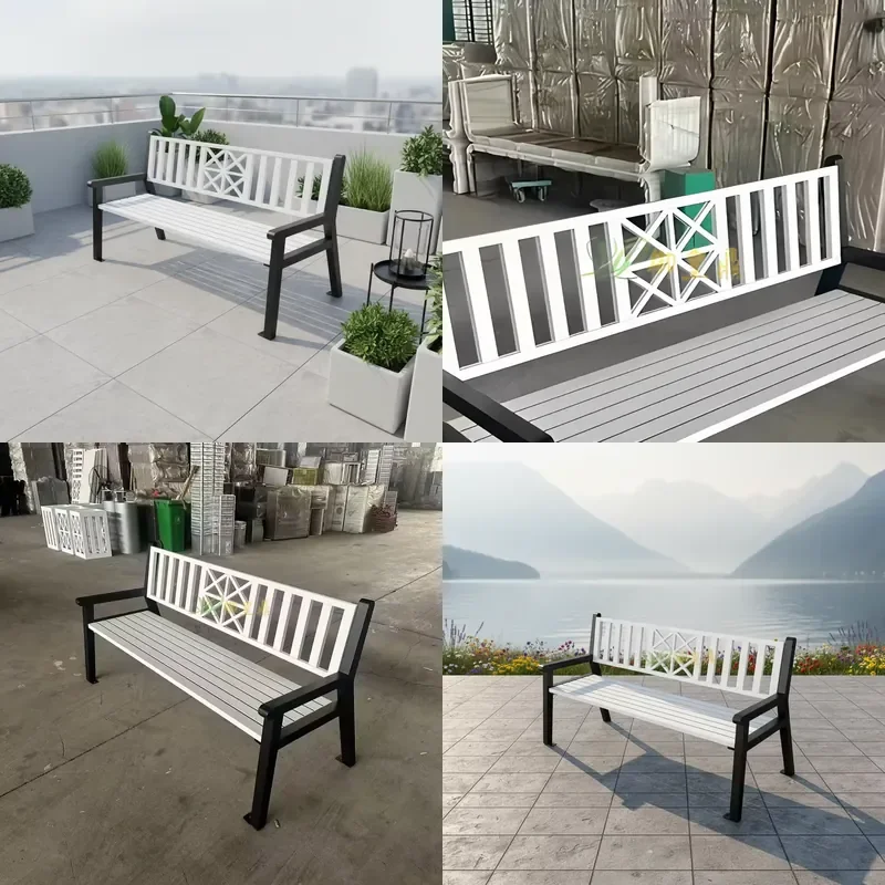 Modern Design Outdoor 2-Person Bench with Durable Metal Frame and Wood-Panel Style for Patio and Garden for all standard