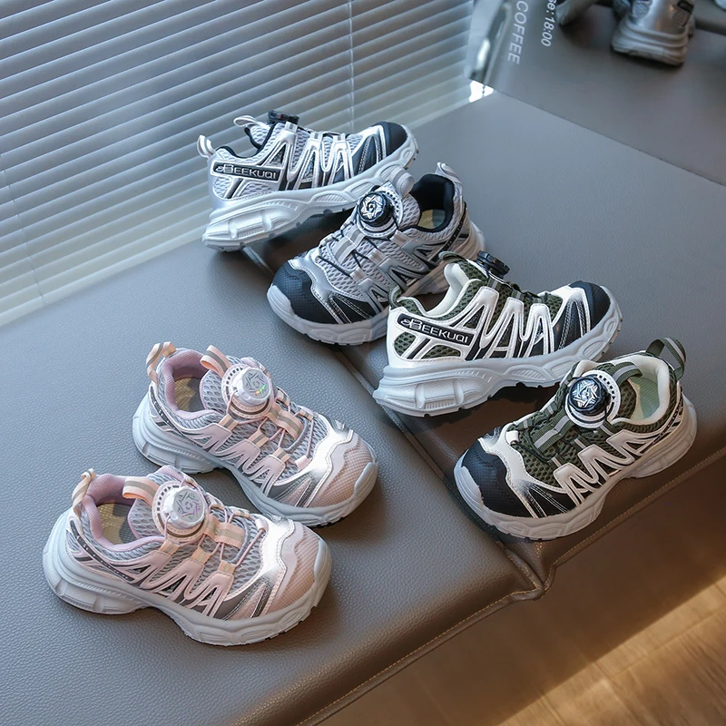 

Spring fashion rotating buckle running shoesChildren's sports shoes girls' lightweight anti-slip sports shoes