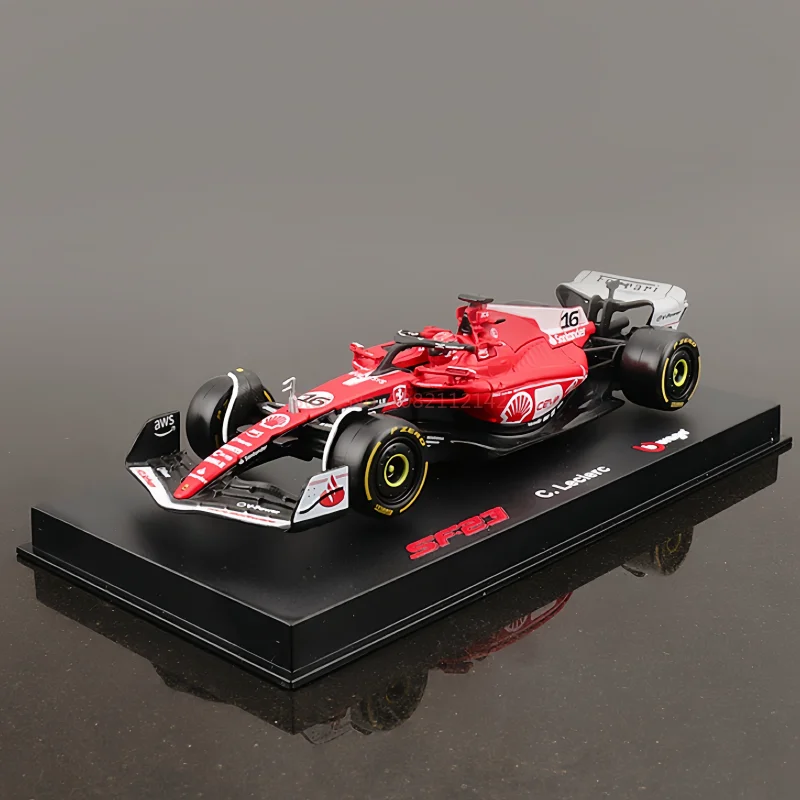 Bburago 1/43 Ferrari Sf-23 Las Vegas Livery Dustcover 16# Leclerc Formula 1 Car Model Acrylic Box Alloy Car Collection Toy Gifts