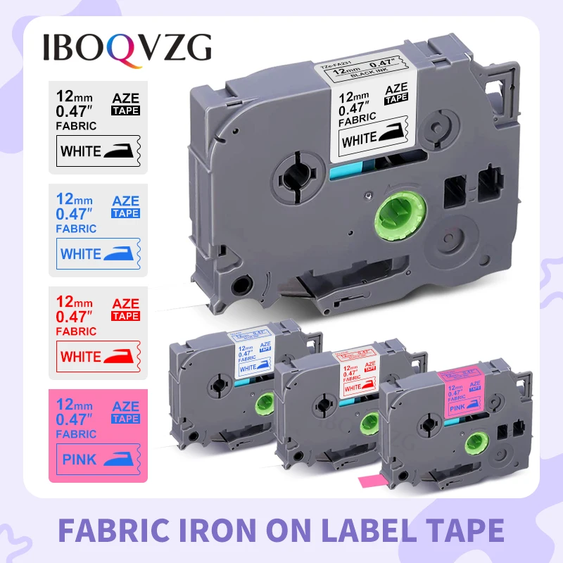 IBOQVZG 12mm FA231 Fabric Iron-on Label Compatible For Brother FA231 FA3R FA3 Blue on White Fabric Tapes for PT label maker