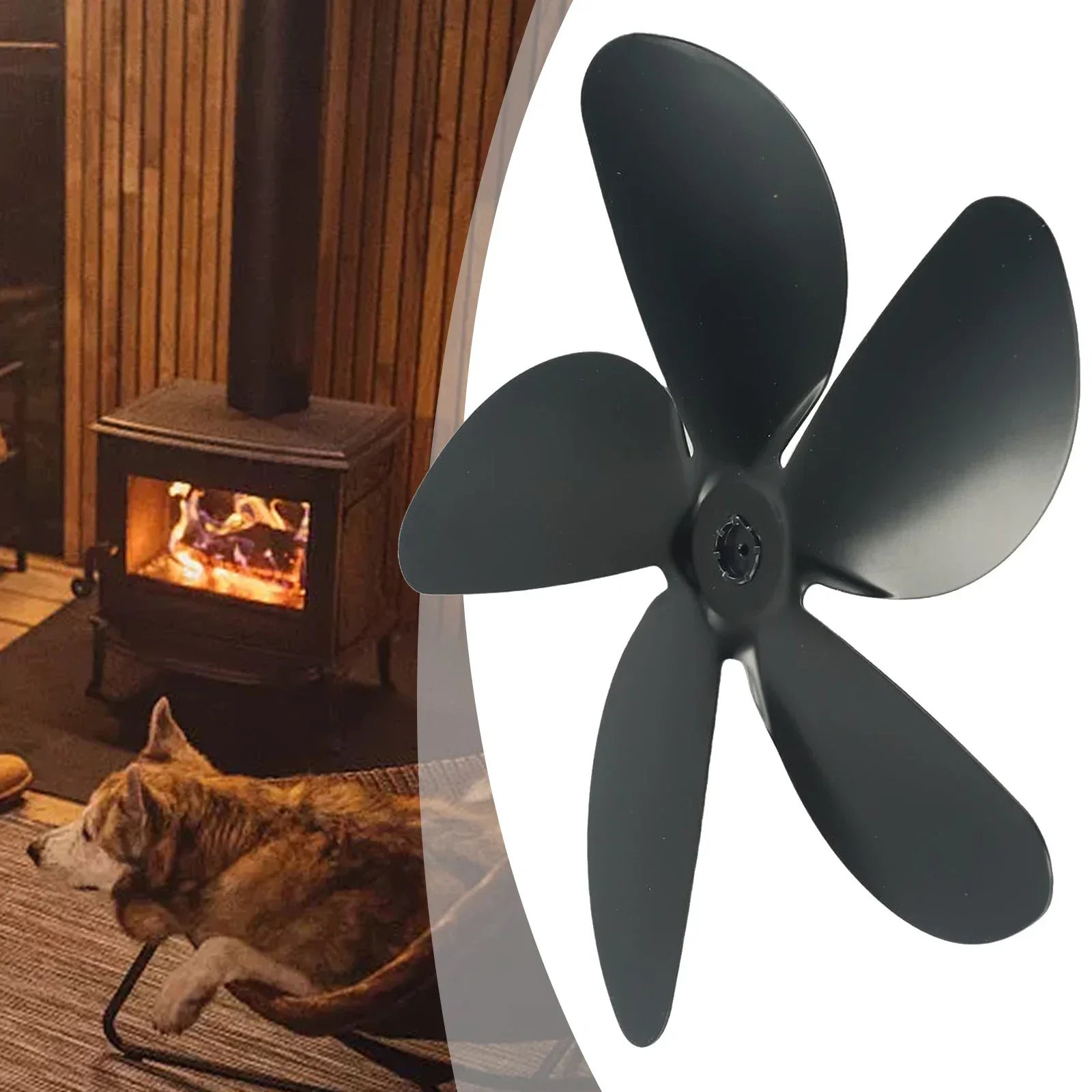 

5 Blade Home Fireplace Fan Blade Wood Powered Stove Fan Low Noise Parts Replacement Wood Stove Fan (Only Fan Blades)