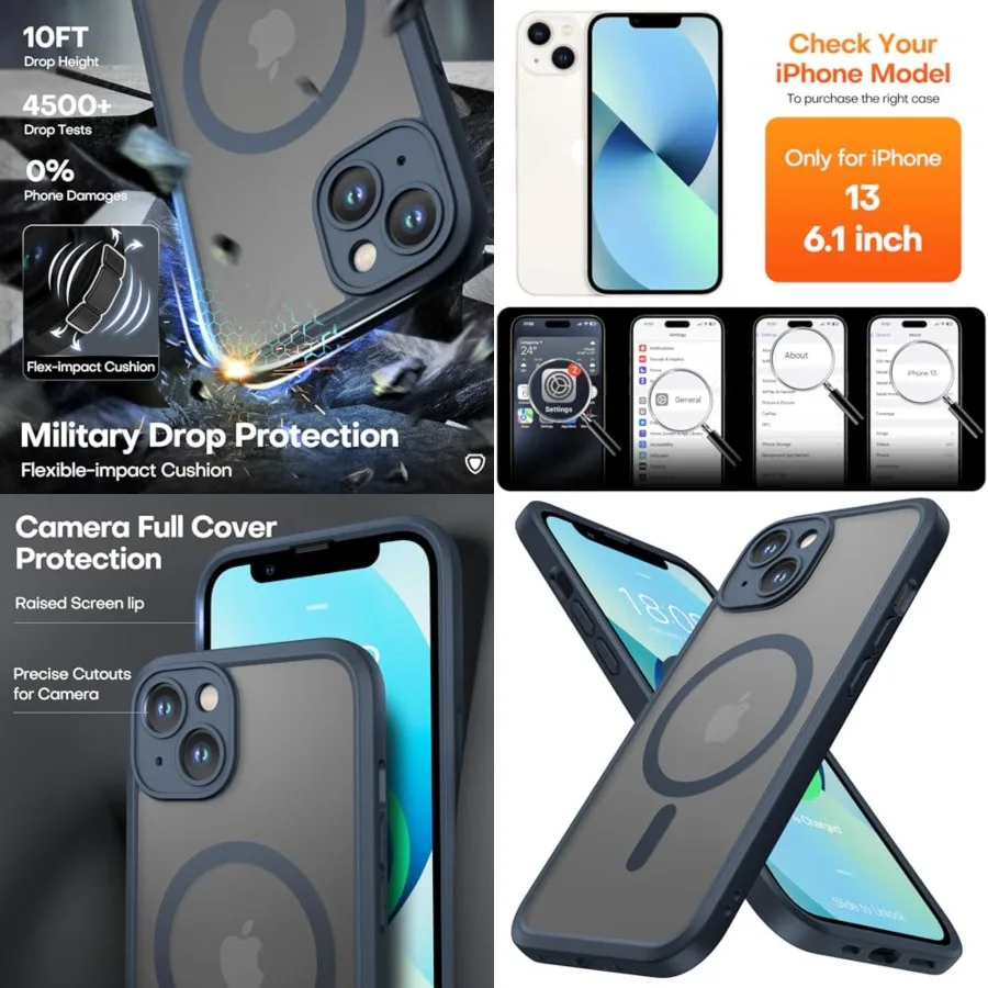 

Magnetic Guard Designed for Case [Camera tection] [Military Grade Drop Tested] [Compatible with MagSafe] Slim Translucent Matte