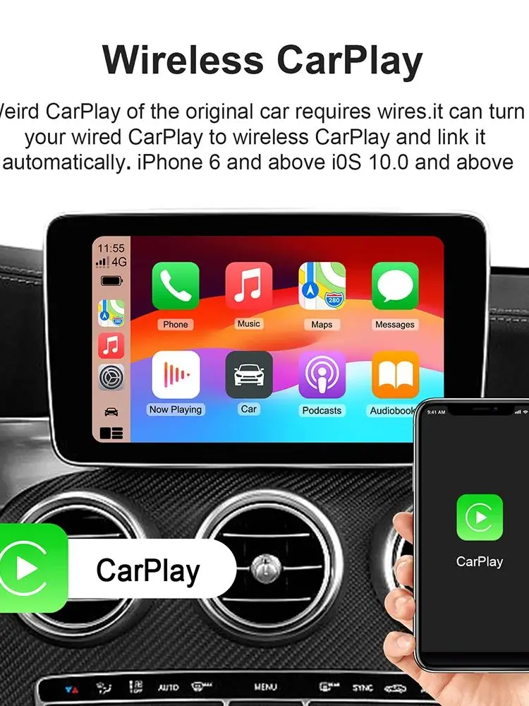 Android 13 Ai Box Bedraad naar Draadloos Carplay Android Auto Adapter WiFi Voor Youtube Nexflit Auto's Smart Ai Box Bulit in Play Stroe - afbeelding 2